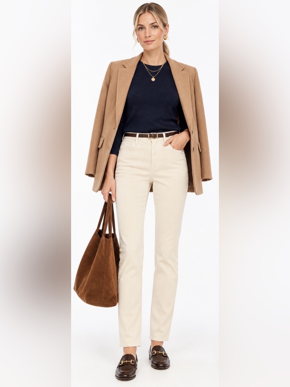 J.Crew NWOT Corduroy full-length essential straight leg pant in ecru